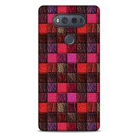 LG K61 Kılıf Patchwork (22) Tam Koruma Kılıfı Fuşya Bordo