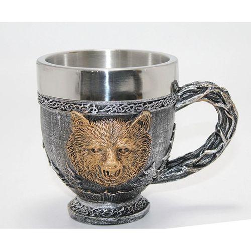 Mitolojik Ayı Figürlü 3d Kabartmalı Paslanmaz Çelik Kupa Bardak