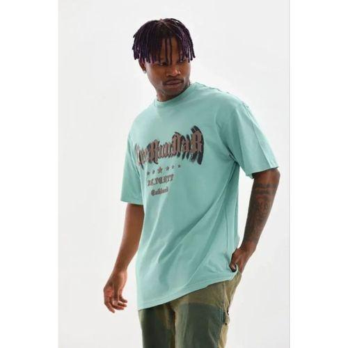 Erkek Baskılı T-Shirt Kısa Kol Bisiklet Yaka Regular Fit Rahat Kalıp Günlük Tişört - Mint Yeşili