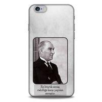 Apple Iphone 6 Plus Kılıf Atatürk (1) Kılıfı Açık Gri