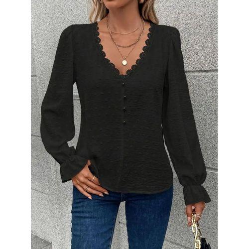 Kadın Uzun Kollu V Yakalı önden Düğmeli Bluz