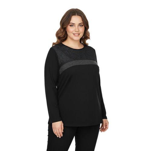 Kadın Siyah Sıfır Yaka Taşlı Bluz BGL-ST05153