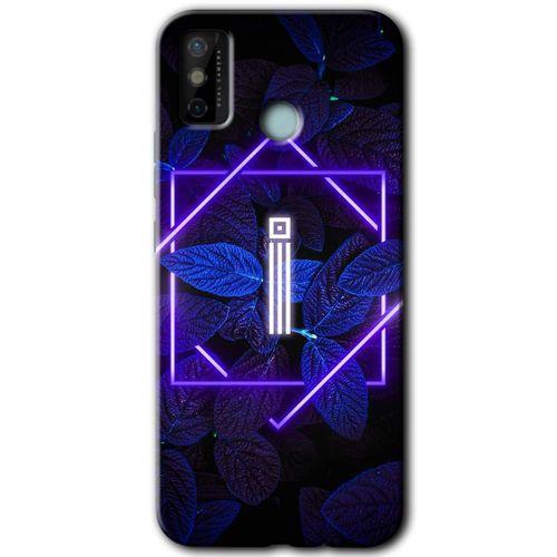 Tecno Spark 6 Go Kılıf HD Desen Baskılı Arka Kapak - Dark Neon Yaprak İ Harfi + Kırılmaz Cam