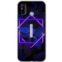 Tecno Spark 6 Go Kılıf HD Desen Baskılı Arka Kapak - Dark Neon Yaprak İ Harfi + Kırılmaz Cam
