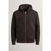 İçi Peluş Üç İplik Kumaş Oversize Fermuarlı Kapüşonlu Sweatshirt - Füme