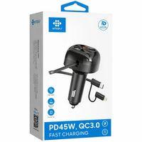 45W PD + QC3.0 Araç Şarj Aleti – Type-C & Lightning Kablolu Arbaks ARB-618