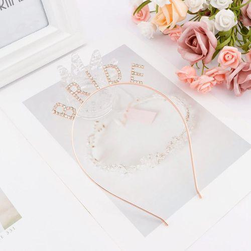 Rose Gold Bekarlığa Veda Kristal Taş Bride Tacı