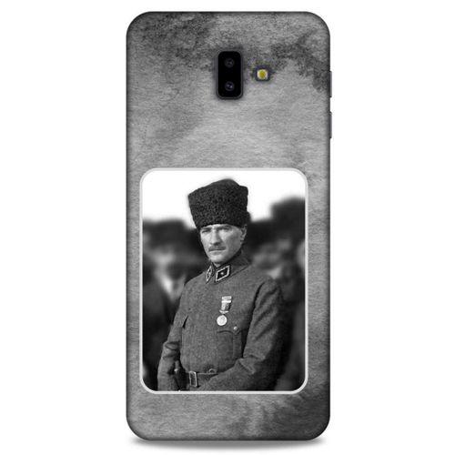 Samsung Galaxy J6 Plus Kılıf Atatürk (38) Neo Hybrid Kılıf Antrasit Taş