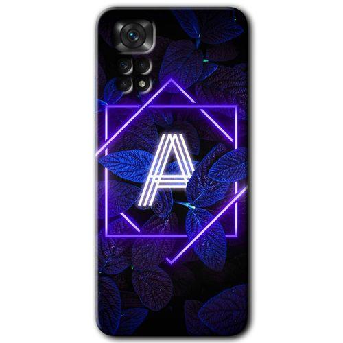 Redmi Note 11s 5G Global Kılıf HD Desen Baskılı Arka Kapak - Dark Neon Yaprak A Harfi