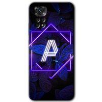 Redmi Note 11s 5G Global Kılıf HD Desen Baskılı Arka Kapak - Dark Neon Yaprak A Harfi