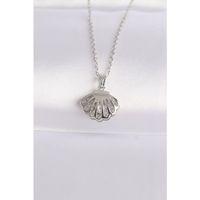 316L Çelik Zincir Gümüş Renk Zirkon Taşlı İnci Detay İstiridye Kolye