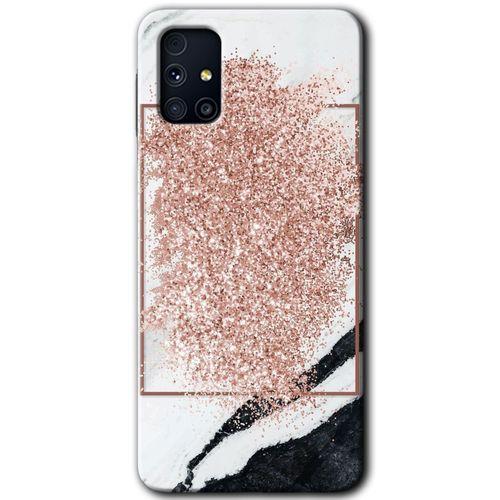 Potkal Hediye Fabrikası Samsung Galaxy M31s Kılıf HD Desen Baskılı Arka Kapak - Simli Mermer