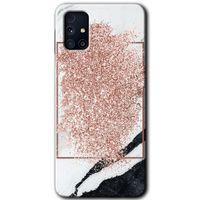 Potkal Hediye Fabrikası Samsung Galaxy M31s Kılıf HD Desen Baskılı Arka Kapak - Simli Mermer