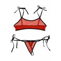 Kırmızı Fantezi Sütyen String Çamaşırı Takımı