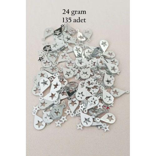 Oya Abiye Bileklik Kolye Pleksi Metalik Plastik Pul Gümüş Renk 24 gram 195 adet - BNC581