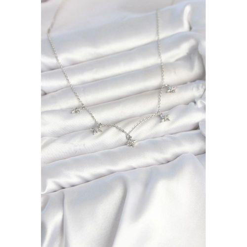 Pirinç Gümüş Renk Sıralı Minimal Kutup Yıldızı Model Kadın Kolye