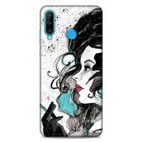 Lopard Huawei P30 Lite Uyumlu Kılıf Sürreal Yüzler ♀ (24) Darbe Emici Kılıf Desenli