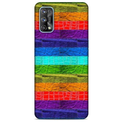 Oppo Realme 7 Pro Kılıf Patchwork (38) Neo Hybrid Kılıf Yeşil Kırmızı Mor