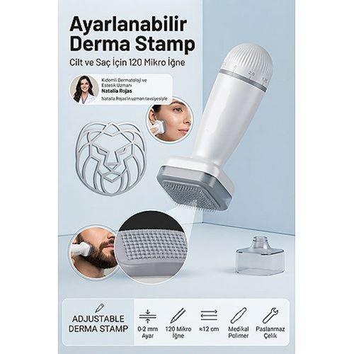 Profesyonel Ayarlanabilir Derma Stamp 140 İğne Cilt ve Saç Mikro İğneleme Cihazı 120 İğne Cilt Saç ve Sakal Bakım 723735