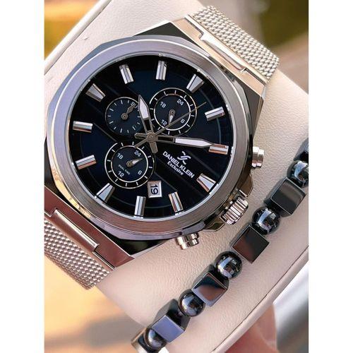 Daniel Klein Erkek Kol Saati 30 Metre Suya Dayanıklı Çelik Kordon + Bileklik Hediyeli  VS.BLKT.0684