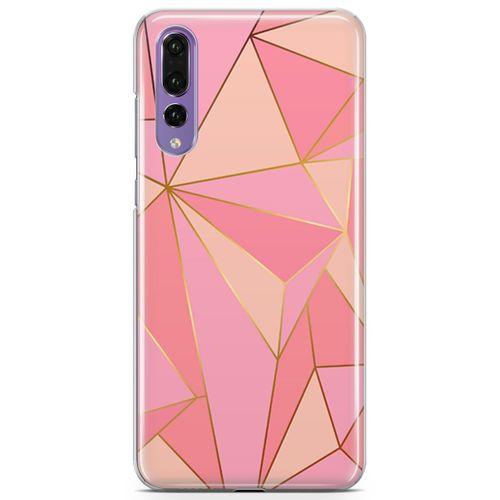 Huawei P20 Pro Kılıf Elmas Pembe Arka Kapak Koruma Desenli Full Koruyucu