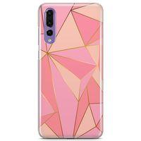 Huawei P20 Pro Kılıf Elmas Pembe Arka Kapak Koruma Desenli Full Koruyucu