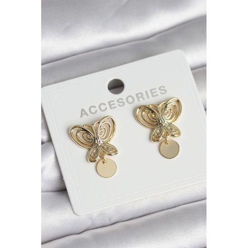 Füsun Küpesi Model Gold Renk Kelebek Model Pirinç Kadın Küpe