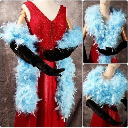 Eğitici Oyuncak Açık Mavi Renk Kabarık Kalın Otriş Boa Tüy 6 cm Genişlik 180-200 cm Uzunluk