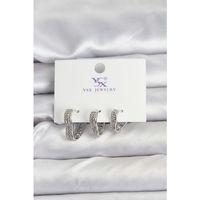 Gümüş Renk Pirinç Zirkon Taşlı Kalpli Kadın Küpe