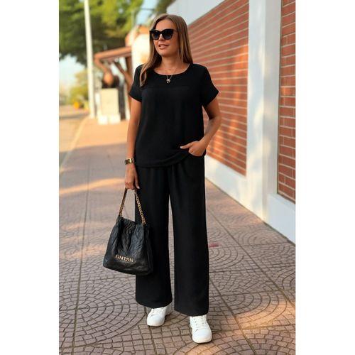 Kadın Kısa Kollu Yakası Açık Aerobin Bluz Ve Pantolon Ikili Takım