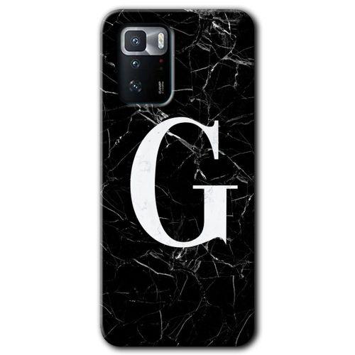 BeRa Aksesuar Poco x3 GT Kılıf Baskılı Kapak - Siyah Mermer Desenli G Harfi +Tam Kaplayan Mat Seramik