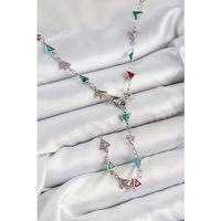 Pirinç Renkli Zirkon Taşlı Üçgen Model Gümüş Renk Kadın Y Kolye