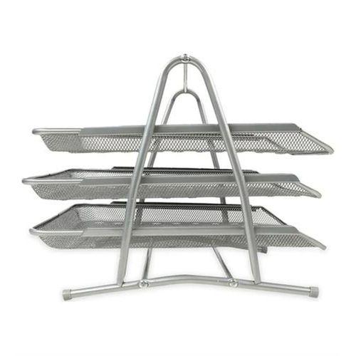 Grı Gümüş Renkli Evrak Rafı 3 Lü Raf 35X29X28Cm