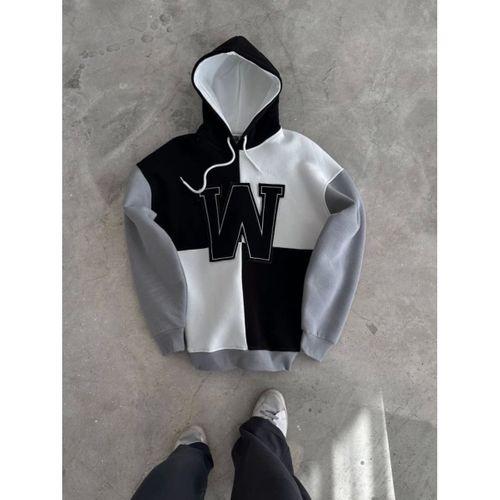 W Nakış İşlemeli Kapüşonlu Sweatshirt - Siyah
