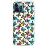 Apple iPhone 12 Pro Max Kılıf Kelebek Etkisi (36) Glitter Kılıf Sarı Pembe