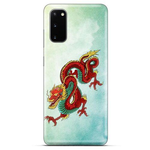 Xiaomi Poco M3 Kılıf Dragons (25) Antişok Kapak Tatoo Sarı Kırmızı Ejderha