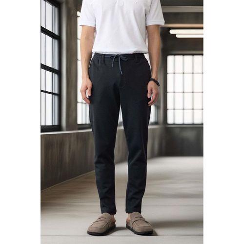 Akira Örme Pike Kumaş Beli Lastikli Fermuarlı Erkek Pantolon - Koyu Gri