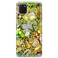 Samsung Galaxy A81 Kılıf Pizza Doodle Arka Kapak Koruma Desenli Full Koruyucu