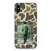 Apple Iphone X Kılıf Atatürk (15) Antişok Kılıf Kamuflaj Kahverengi