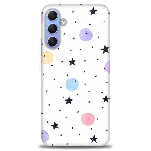 Samsung Galaxy A24 Kılıf HD Baskılı Kılıf - Yıldız ve Daireler + Tam Ekran Koruyucu