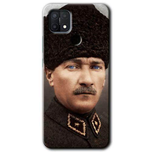 Oppo A15s Kılıf HD Desen Baskılı Arka Kapak - Başkomutan Atatürk + Kırılmaz Cam