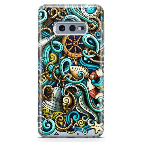 Samsung Galaxy S10e Kılıf Deniz Malzemeleri Doodle Arka Kapak Koruma Desenli Full Koruyucu