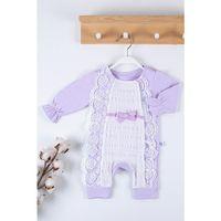 Gofralı Fransız Güpürlü % 100 Pamuk Kız Bebek Tulumu