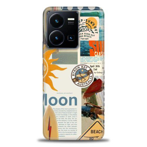 Vivo Y35 Kılıf HD Baskılı Kılıf - Moon + Tam Ekran Koruyucu