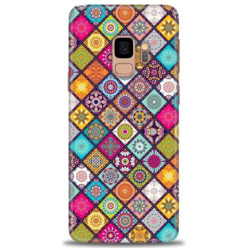 Samsung Galaxy S9 Kılıf HD Baskılı Kılıf - Renkli Mozaik + Tam Ekran Koruyucu