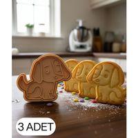 3Lü Sevimli Köpek Puppy Şekillendirici Kalıp Kurabiye Hamur Kesici Oyun ve Şeker Hamuru Seti