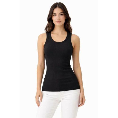 Fitilli Likralı Kaşkorse Atlet Vücuda Oturan Basic Şıklık - Siyah