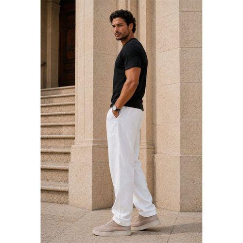 Sorrentino Relax Fit %100 Pamuk Flamlı Kumaş Erkek Jogger Pantolon - Ekru