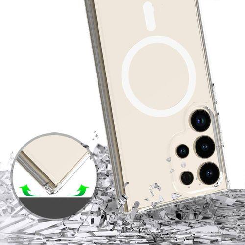 Galaxy S24 Ultra Kılıf M-safe Şarj Özellikli Şeffaf Sert PC Zore Embos Kapak