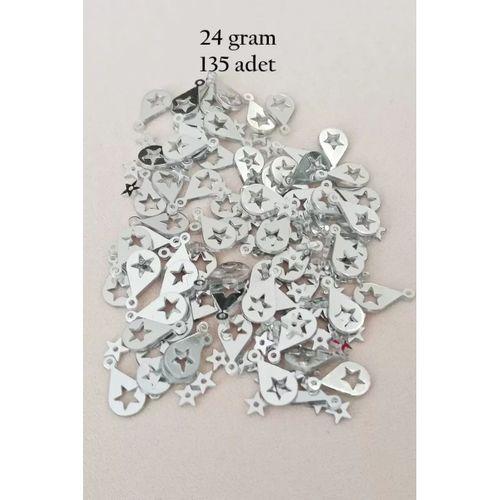 Oya Abiye Bileklik Kolye Pleksi Metalik Plastik Pul Gümüş Renk 24 gram 195 adet - BNC581